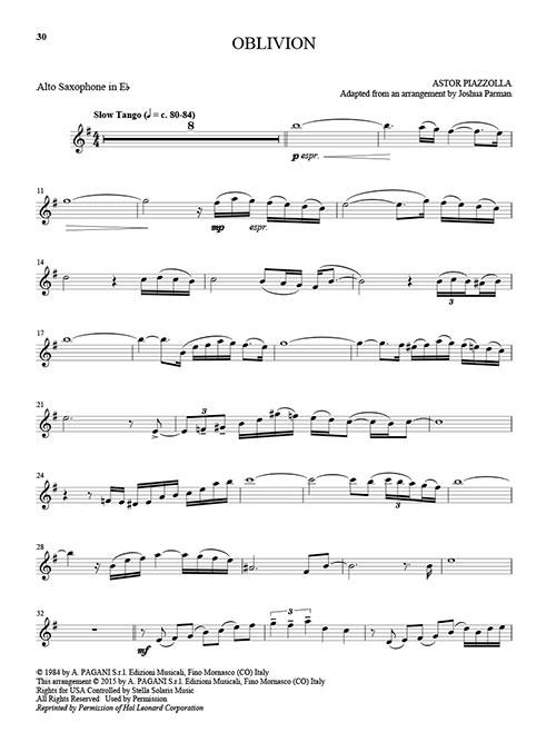 25 Piazzolla Tangos for Alto Saxophone and Piano - laflutedepan.com